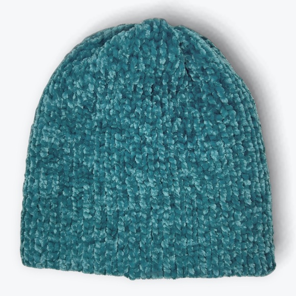 Handmade Super Soft Velvet Knit Beanie Handcrafted Hat Teal - Picture 11 of 11
